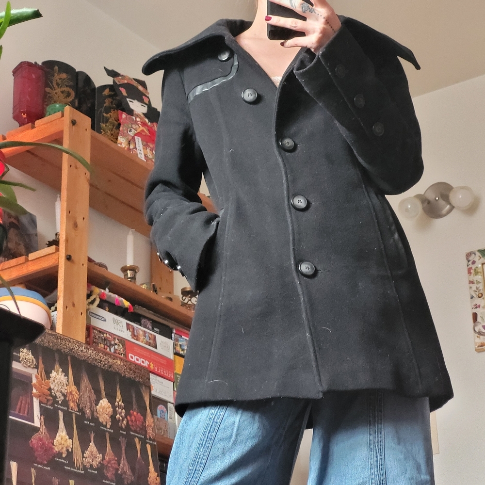 Mackage 70% wool Alma black pea coat- size medium - Picture 3 of 10